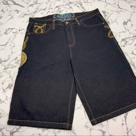 Men's Ruthless Art Black Gold Denim Short - Picture 4 of 4